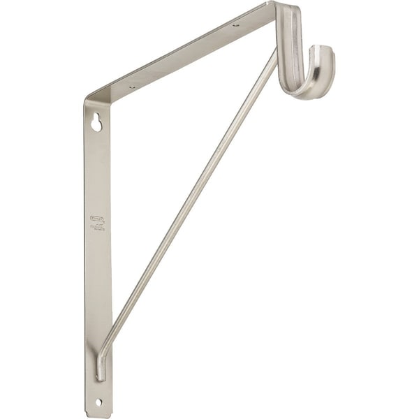 National Stanley Home Designs 12-5/8 In. H. x 11 In. D. Shelf & Rod Bracket, Satin Nickel S822093 - main